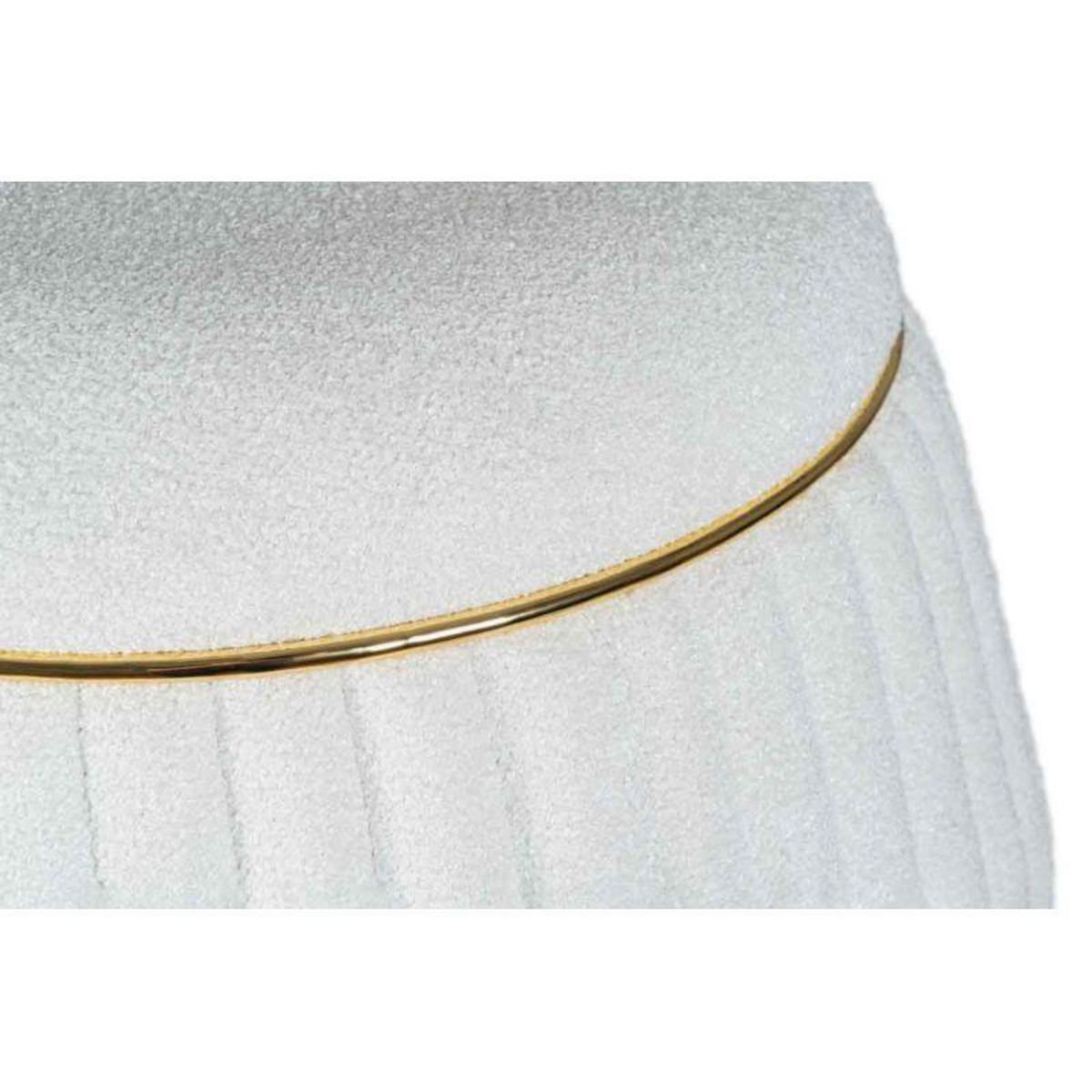 Paris Prix Pouf Matelassé Design  Doric  53cm Blanc & Or