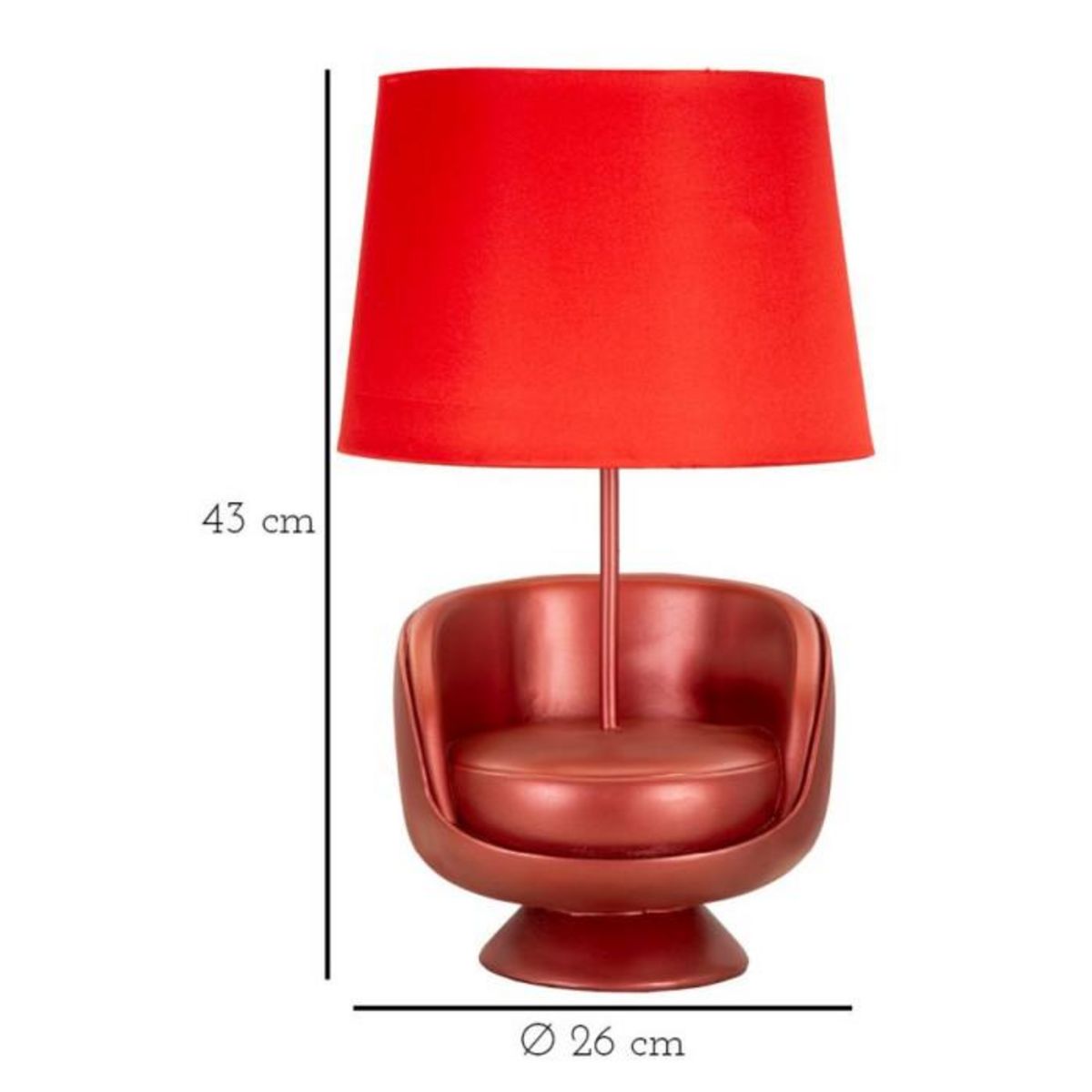 Paris Prix Lampe à Poser Déco  Midcentury  43cm Rouge