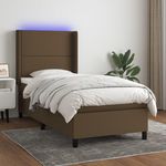 VIDAXL Sommier a lattes de lit matelas LED Marron fonce 80x200cm Tissu