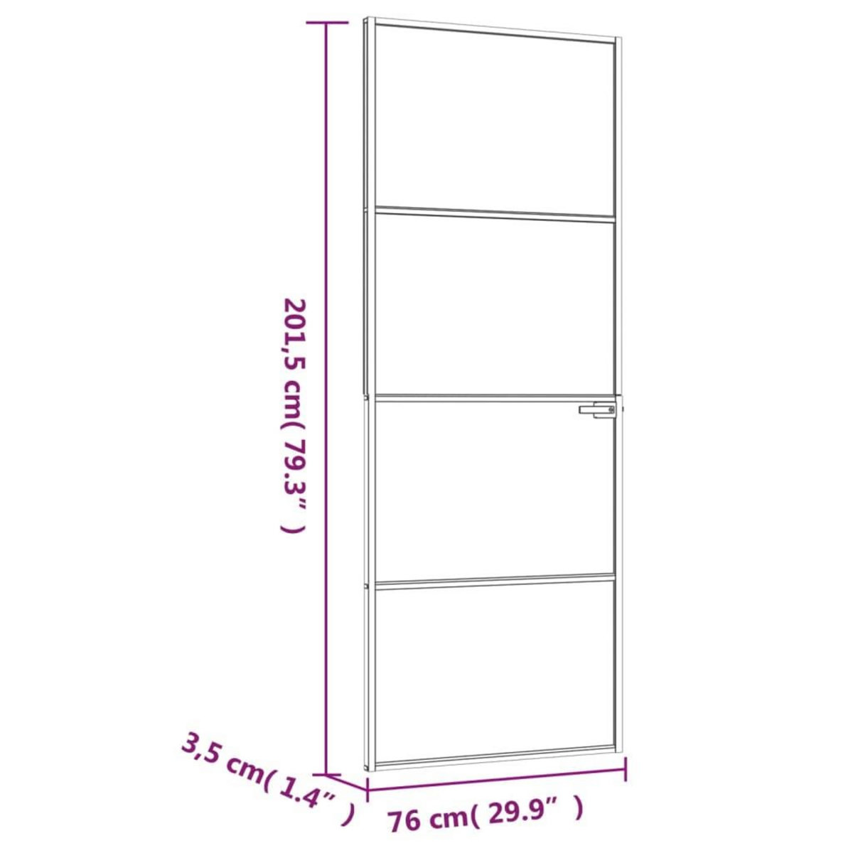 VIDAXL Porte d'interieur Blanc 76x201,5 cm Trempe verre aluminium fin
