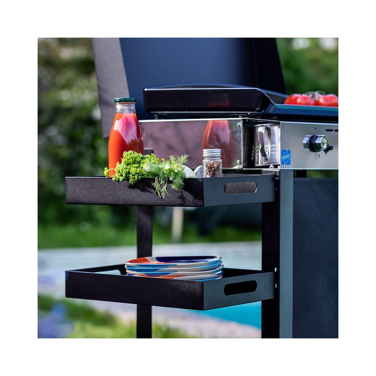 Eno Plancha gaz Combo Initial 50 Inox 2 brûleurs sur chariot, 47x36 cm