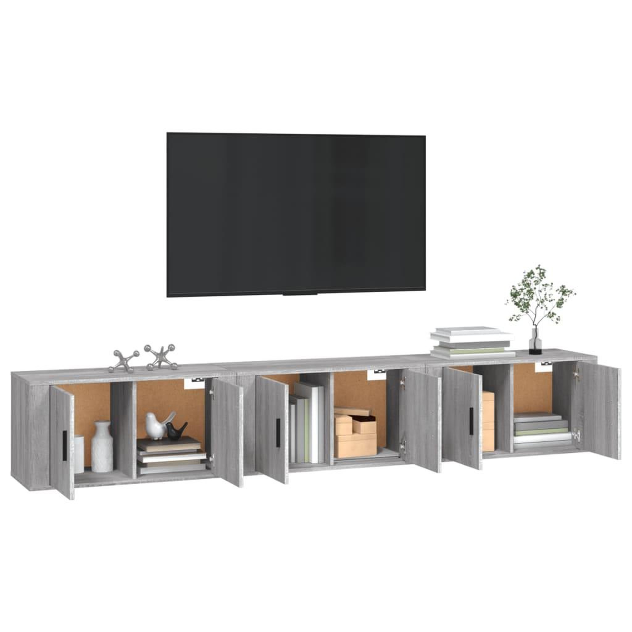 Voir la diapositive 3 : VIDAXL Meubles TV muraux 3 pcs sonoma gris 80x34,5x40 cm