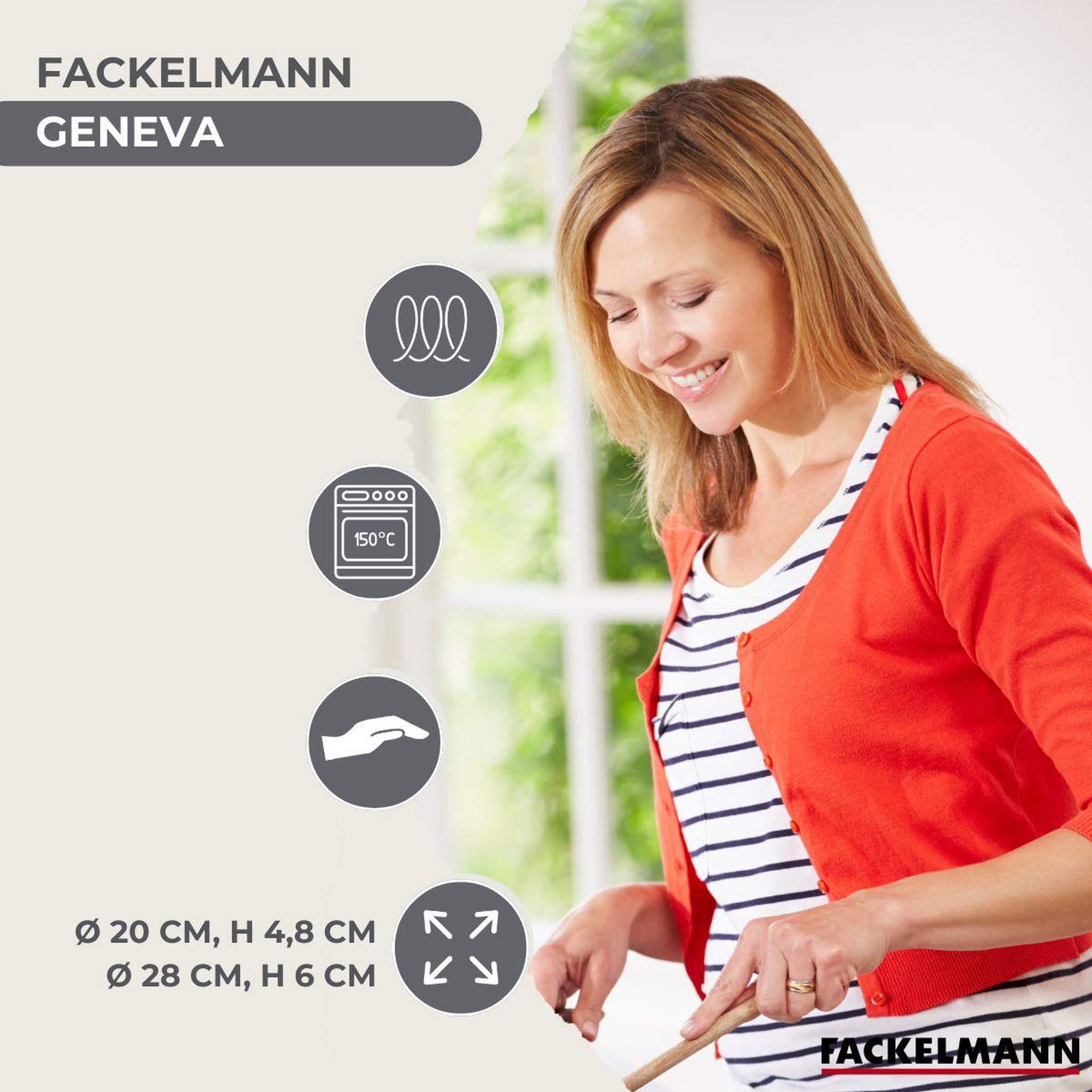Voir la diapositive 3 : Fackelmann Set 2 poêles 20 et 28 cm en inox et 6 ustensiles Fackelmann Geneva