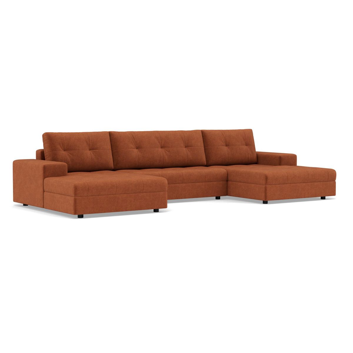 BEST MOBILIER Bastian - canapé panoramique en u 7 places convertible avec coffre en velours texturé