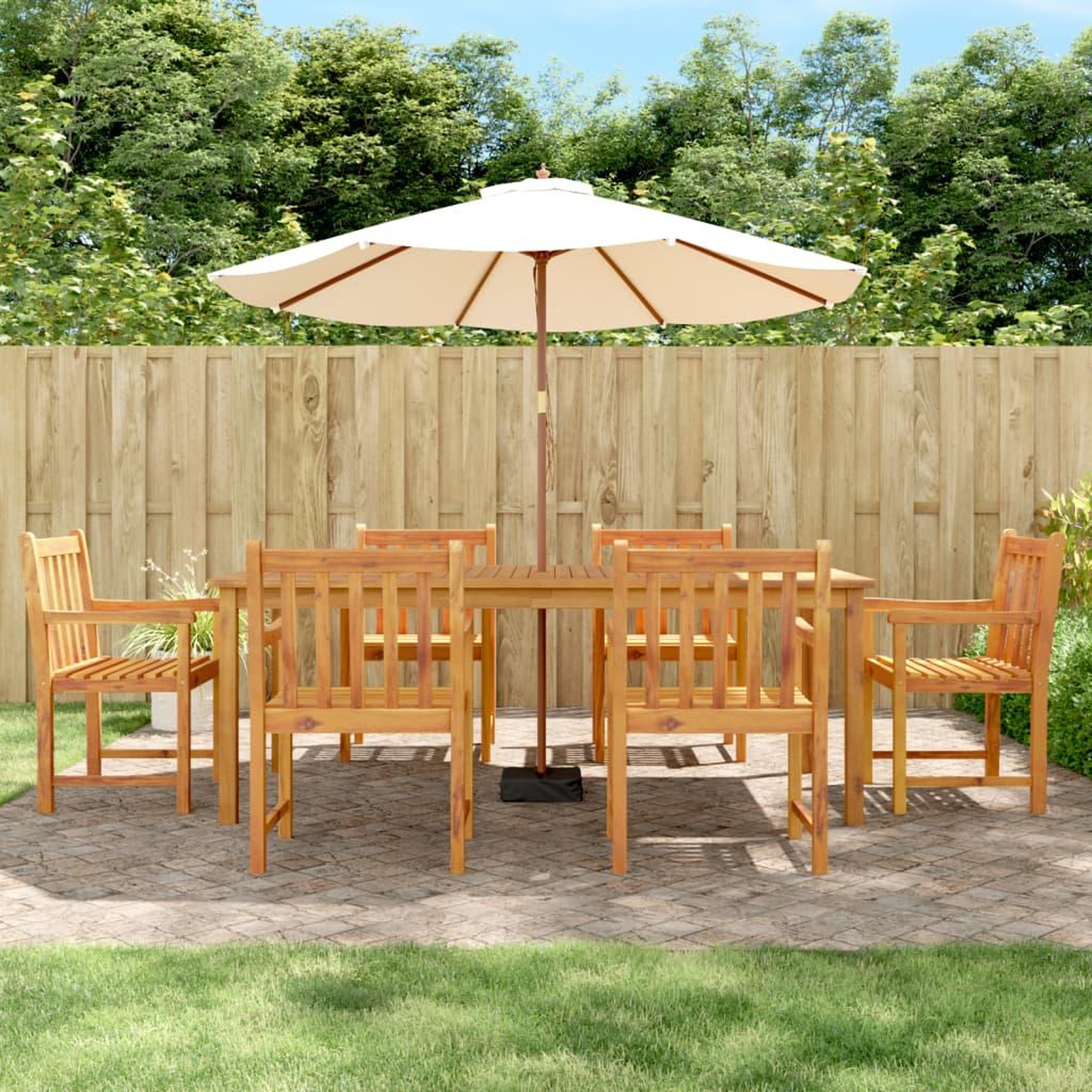 VIDAXL Ensemble a manger de jardin 7 pcs Bois d'acacia solide