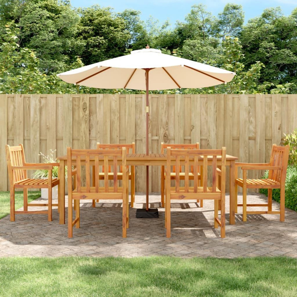 VIDAXL Ensemble a manger de jardin 7 pcs Bois d'acacia solide