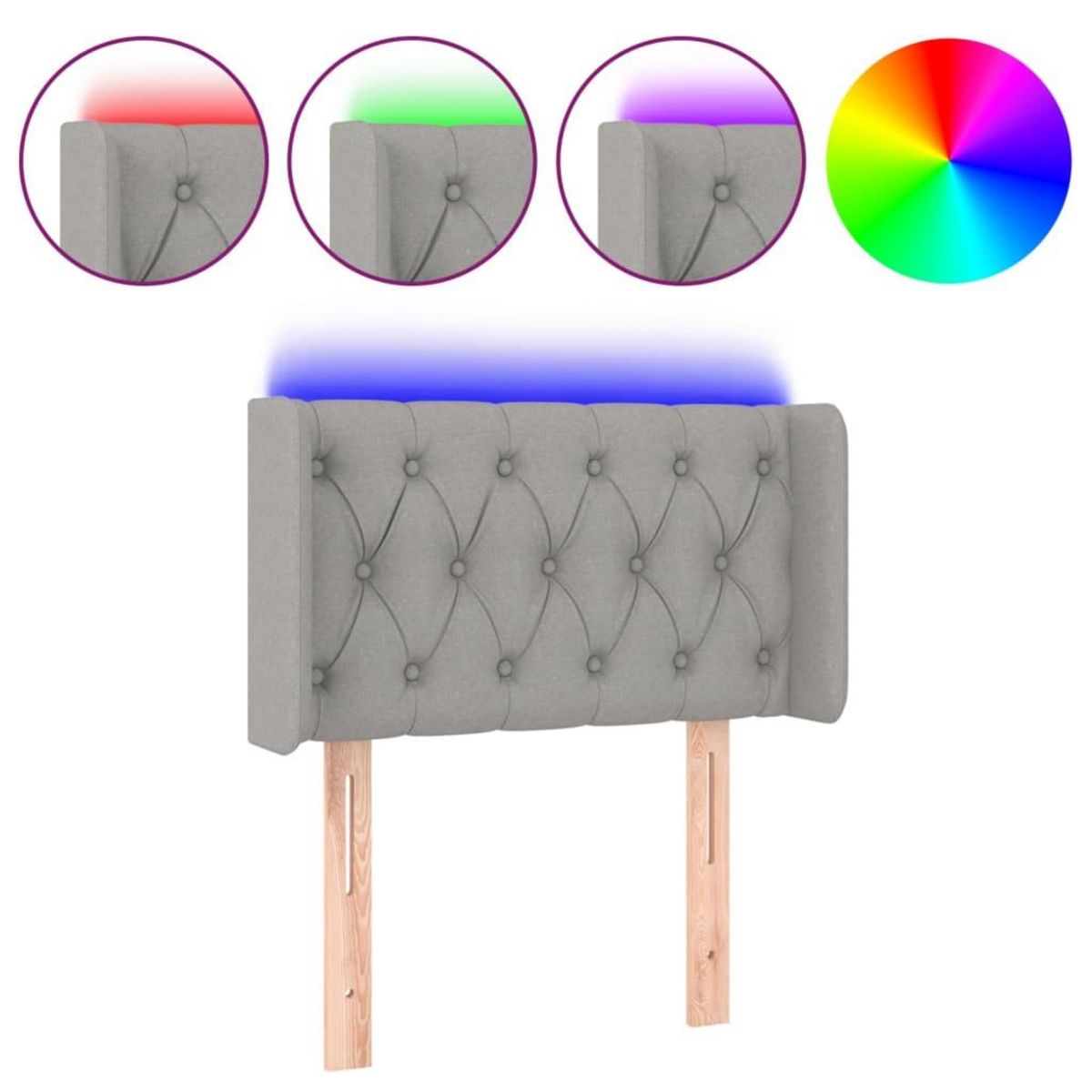 VIDAXL Tete de lit a LED Gris clair 83x16x78/88 cm Tissu