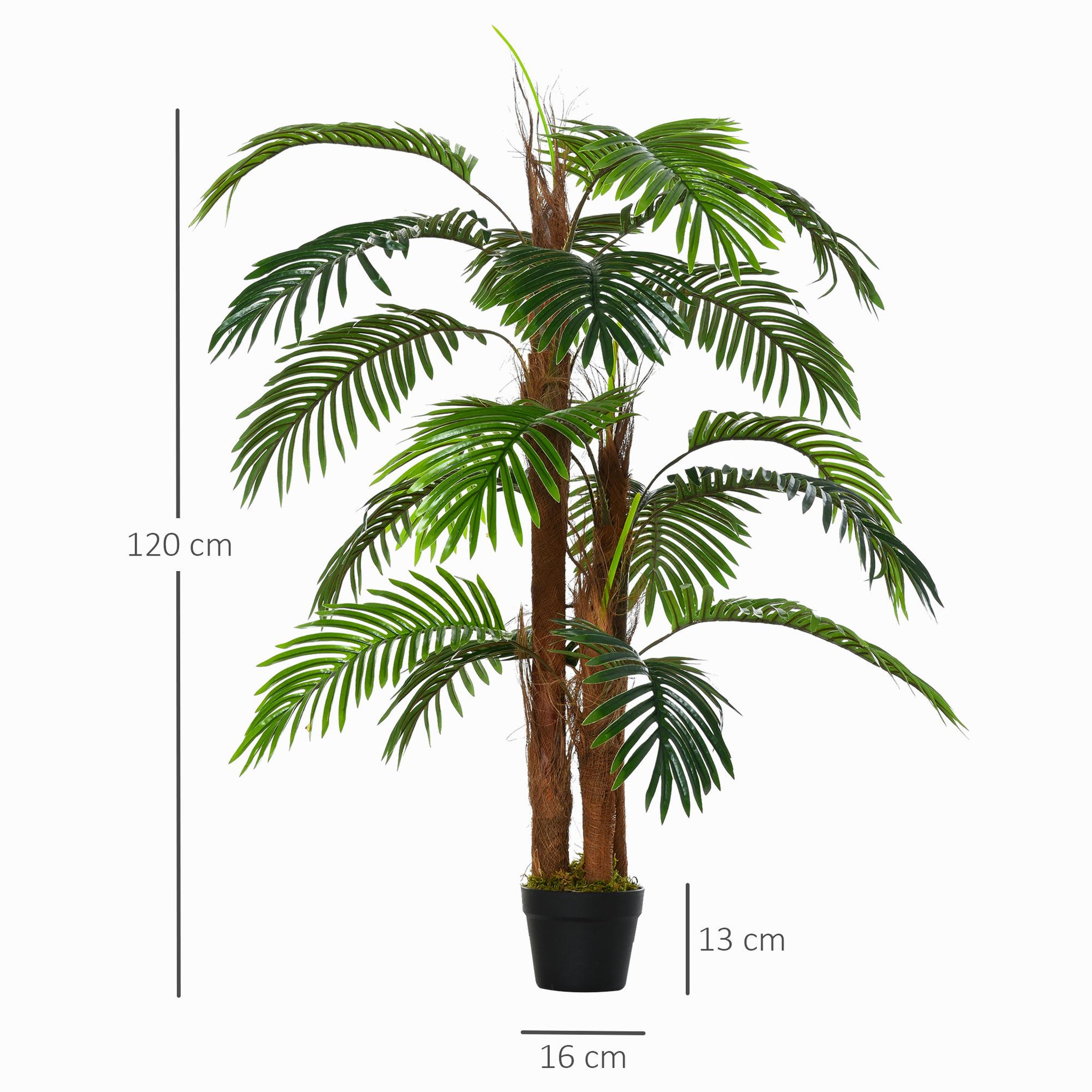 Voir la diapositive 3 : OUTSUNNY Palmier artificiel hauteur 1,2 m arbre artificiel tronc branches lichen feuilles grand réalisme pot inclus