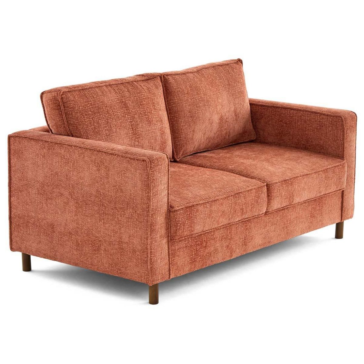 LISA DESIGN Jake - canapé droit 2 places en tissu velours relief - pieds en bois foncé