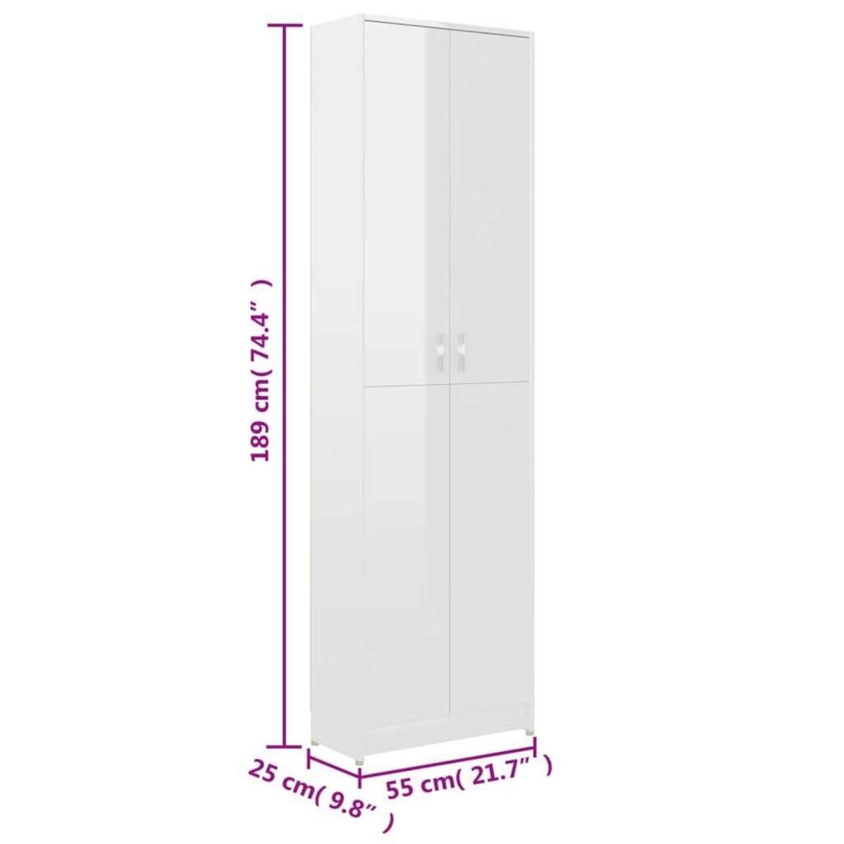 VIDAXL Garde-robe de couloir Blanc brillant Bois d'ingenierie