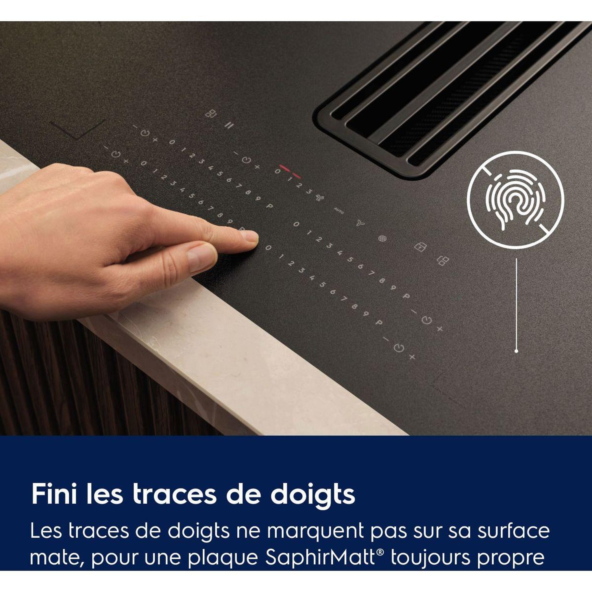 Voir la diapositive 4 : ELECTROLUX Plaque induction aspirante KCC73443CZ SaphirMatt - Hotte intégrée et Anti-rayures
