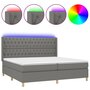 Voir la diapositive 2 : VIDAXL Sommier a lattes de lit matelas LED Gris fonce 200x200 cm Tissu