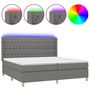 Voir la diapositive 2 : VIDAXL Sommier a lattes de lit matelas LED Gris fonce 200x200 cm Tissu