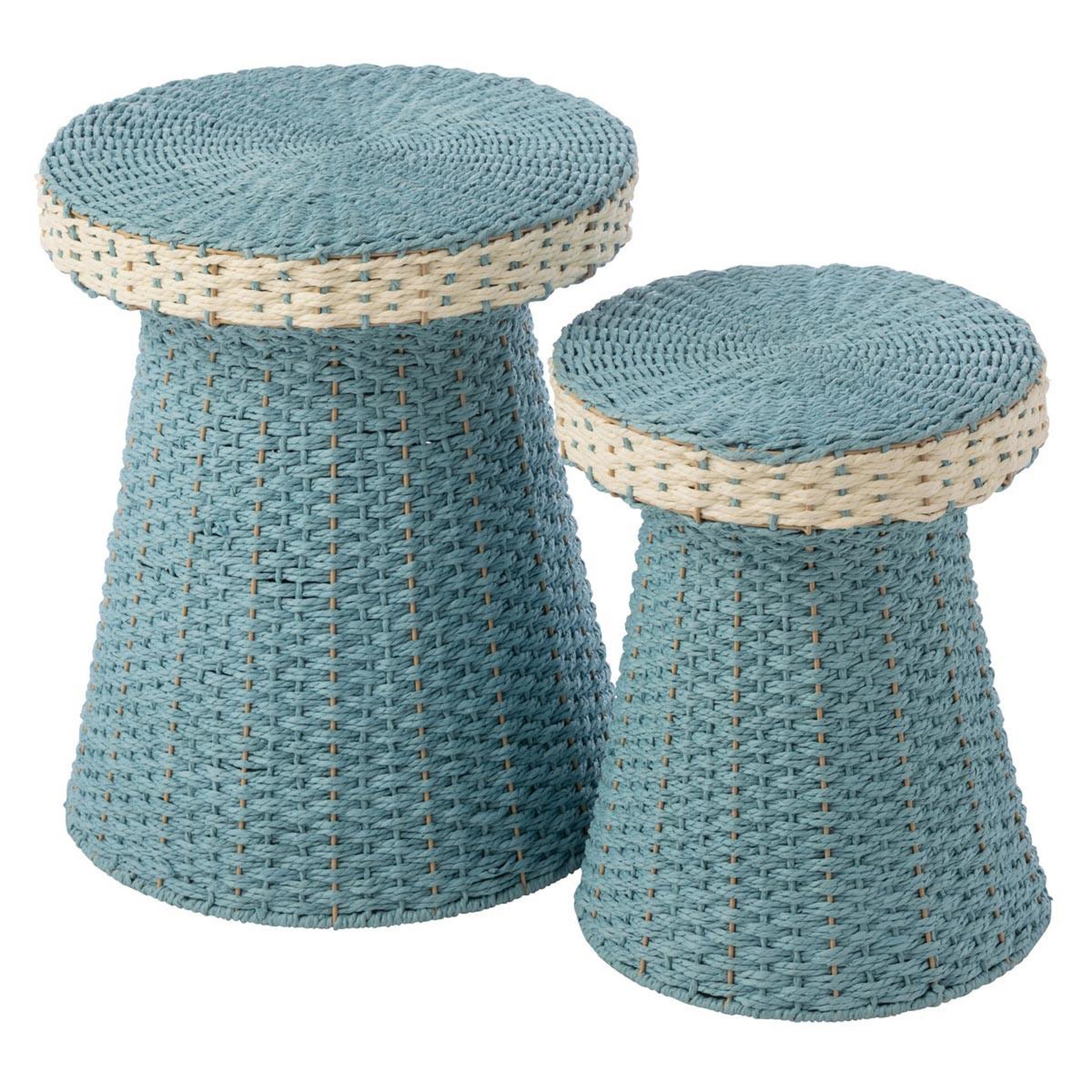 J-LINE Lot de 2 Table d'Appoint  Barbarra  46cm Bleu