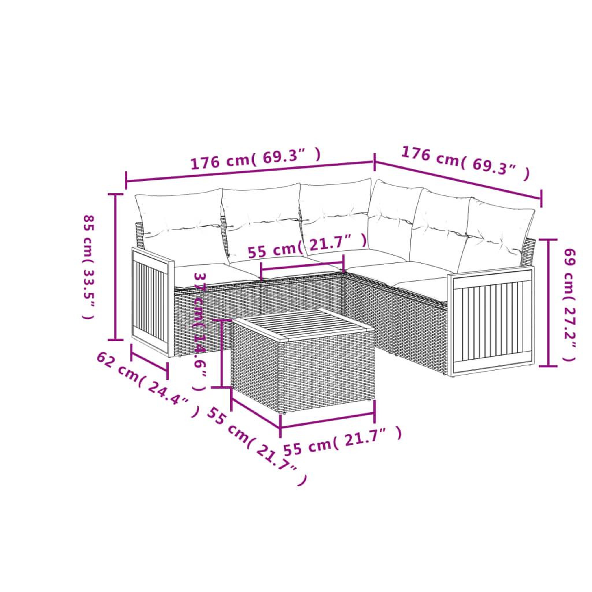 Voir la diapositive 3 : VIDAXL Salon de jardin avec coussins 6 pcs beige resine tressee