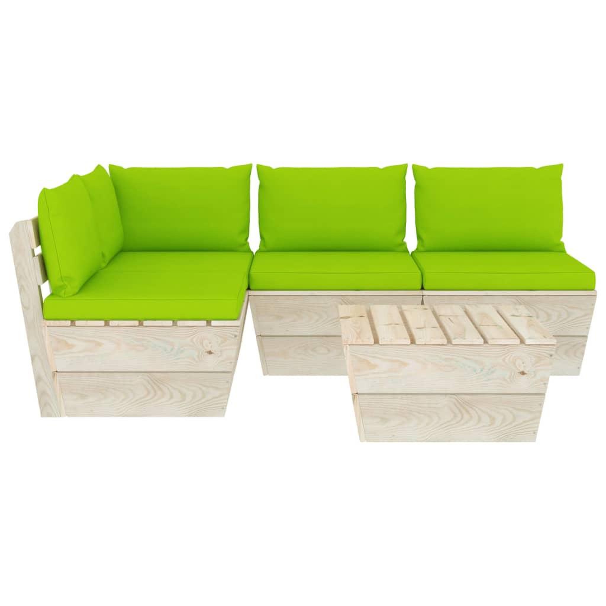 Voir la diapositive 3 : VIDAXL Salon de jardin palette 5 pcs avec coussins bois d'epicea
