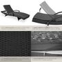Voir la diapositive 5 : tectake Bain de soleil en rotin avec cadre en aluminium noir