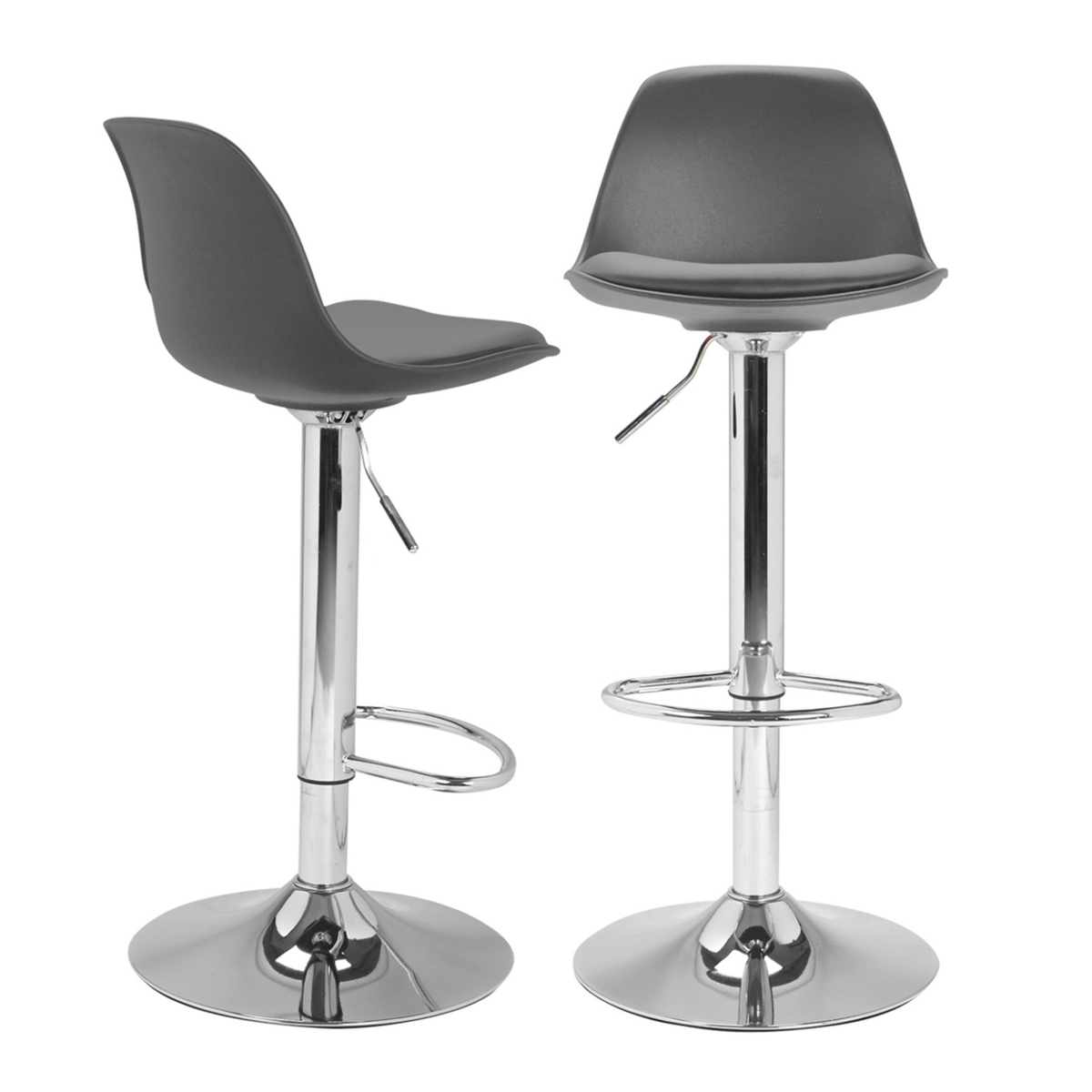 ID MARKET Lot de 2 tabourets de bar KARL design gris