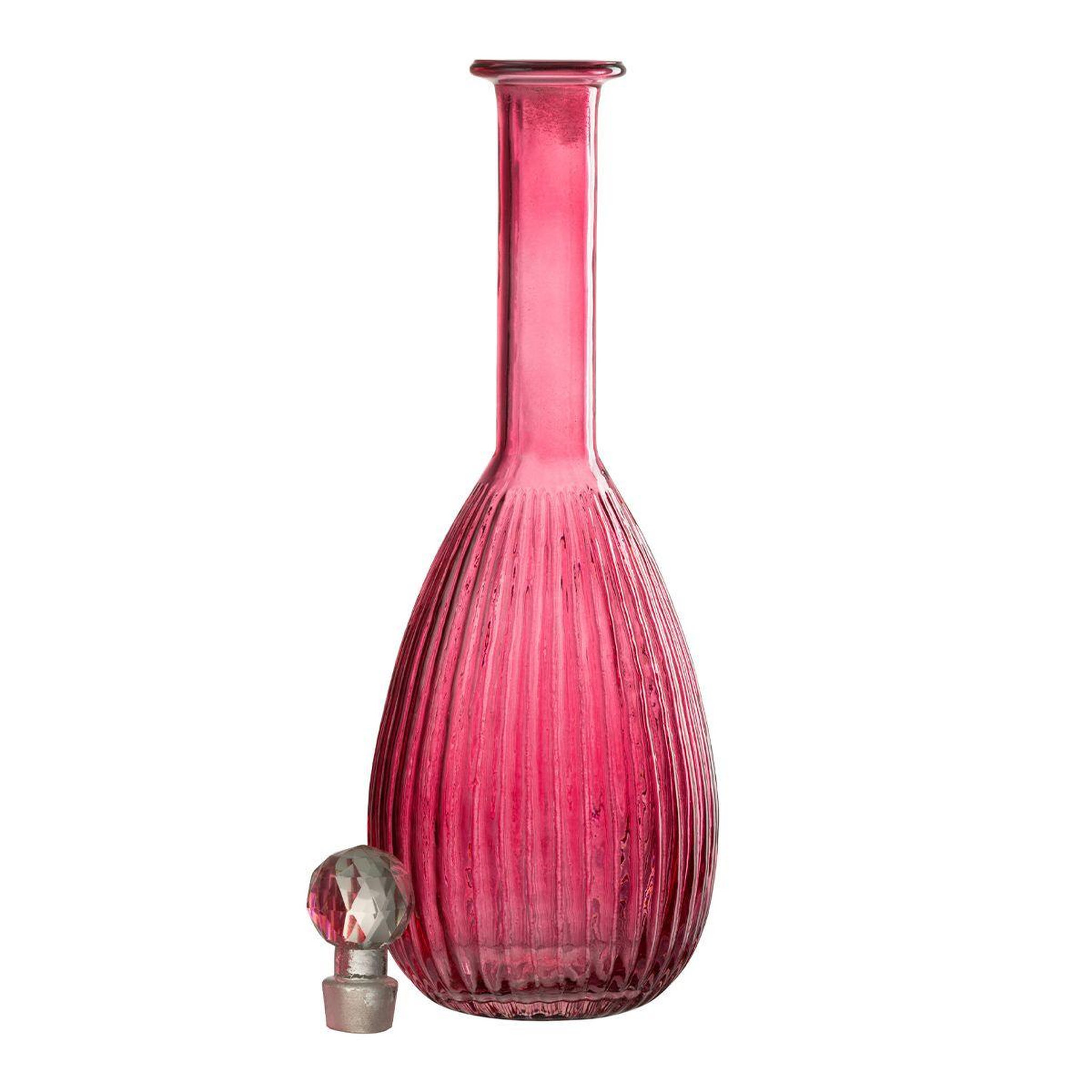 Voir la diapositive 2 : J-LINE Carafe en verre lignes  anastasia  39cm rouge