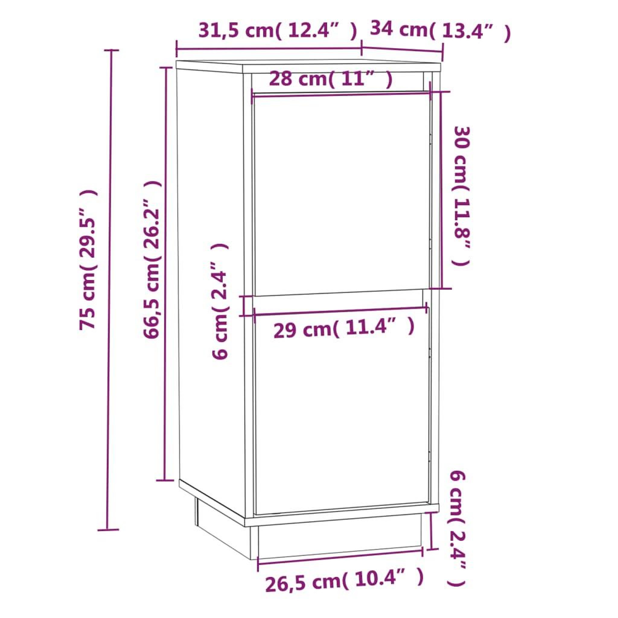 Voir la diapositive 6 : VIDAXL Buffets 2 pcs 31,5x34x75 cm Bois massif de pin