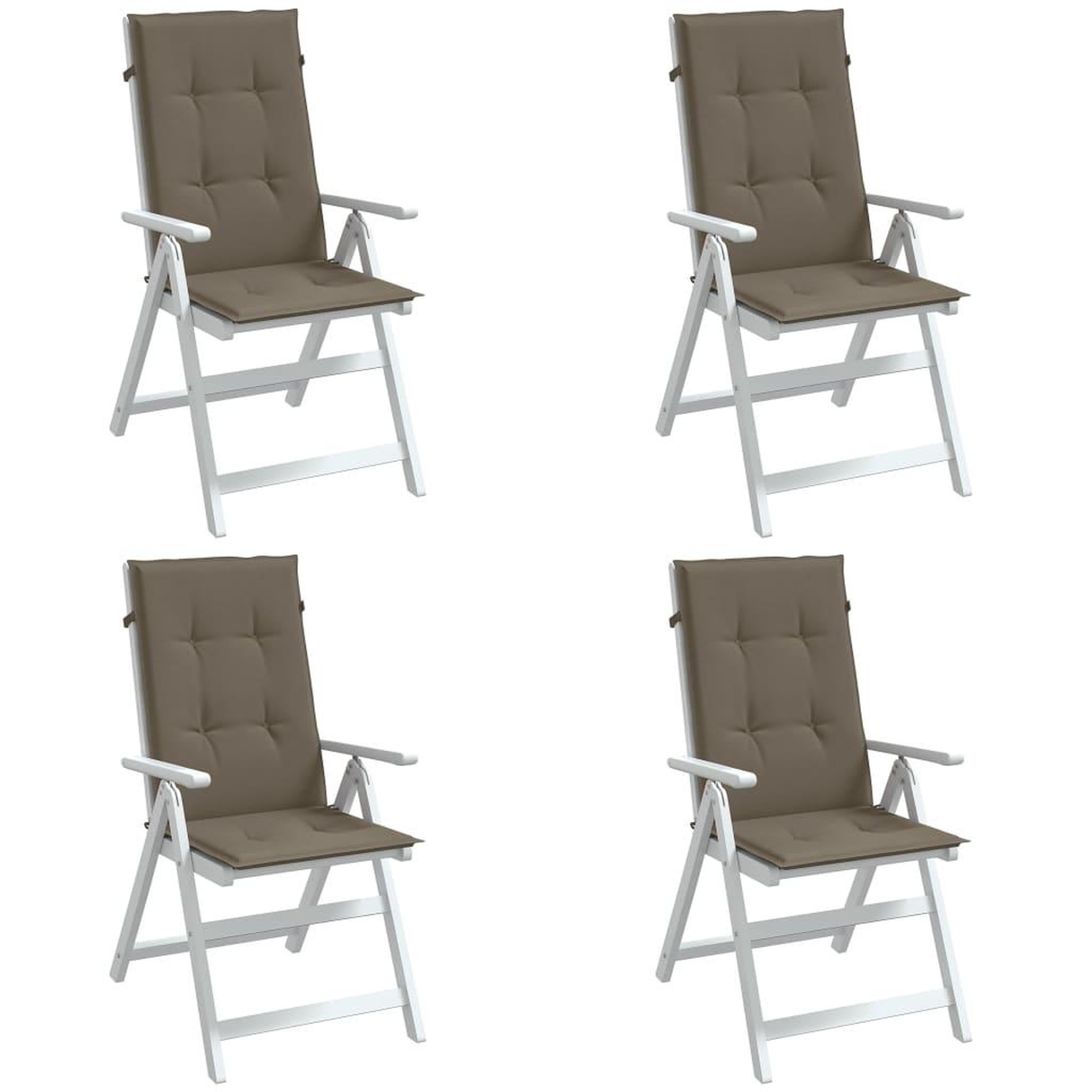 VIDAXL Coussins de chaise a dossier haut lot de 4 taupe melange tissu