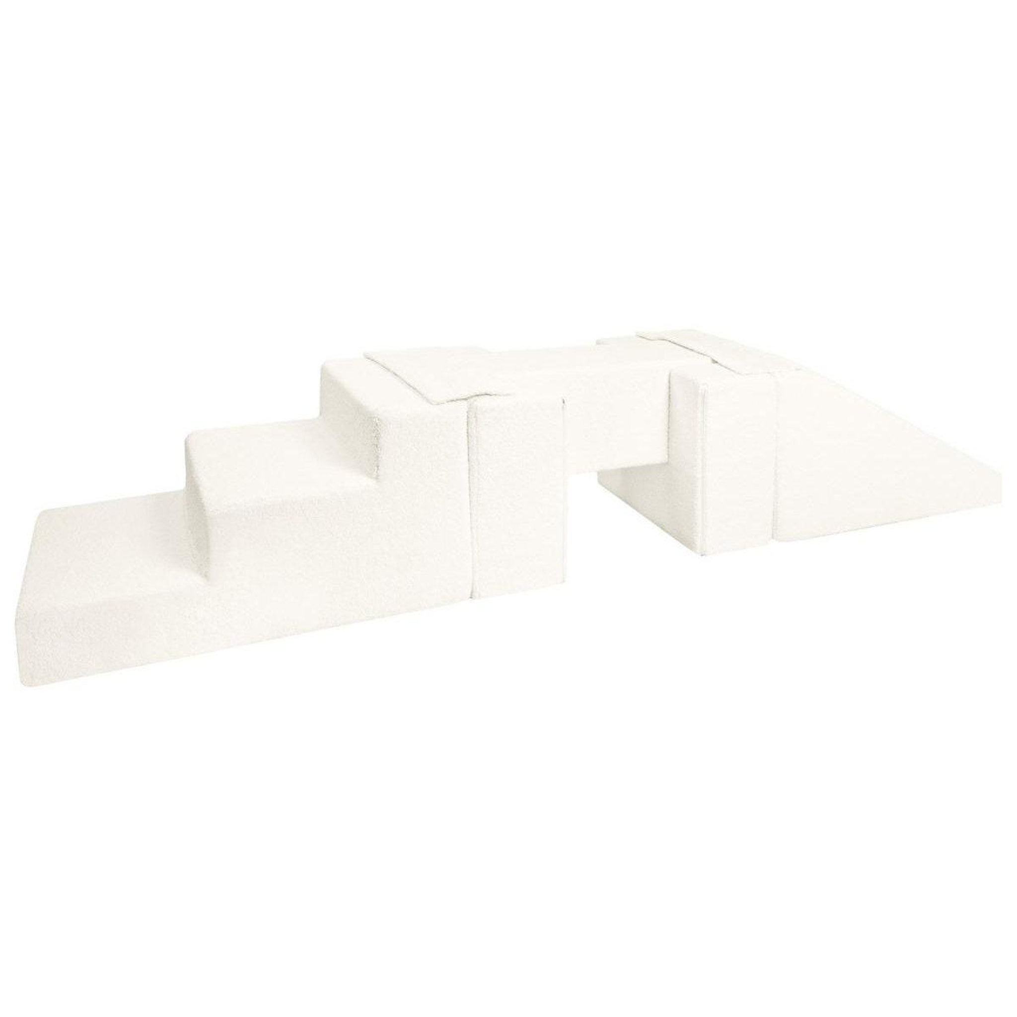 VELINDA Ensemble passerelle + toboggan (5 grands blocs de mousse) — crème