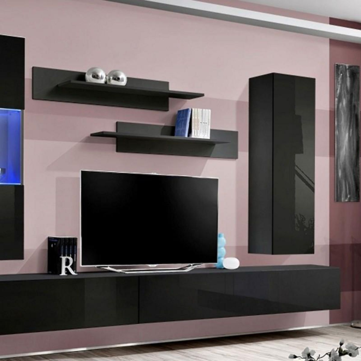 Paris Prix Meuble TV Mural Design  Fly V  320cm Noir