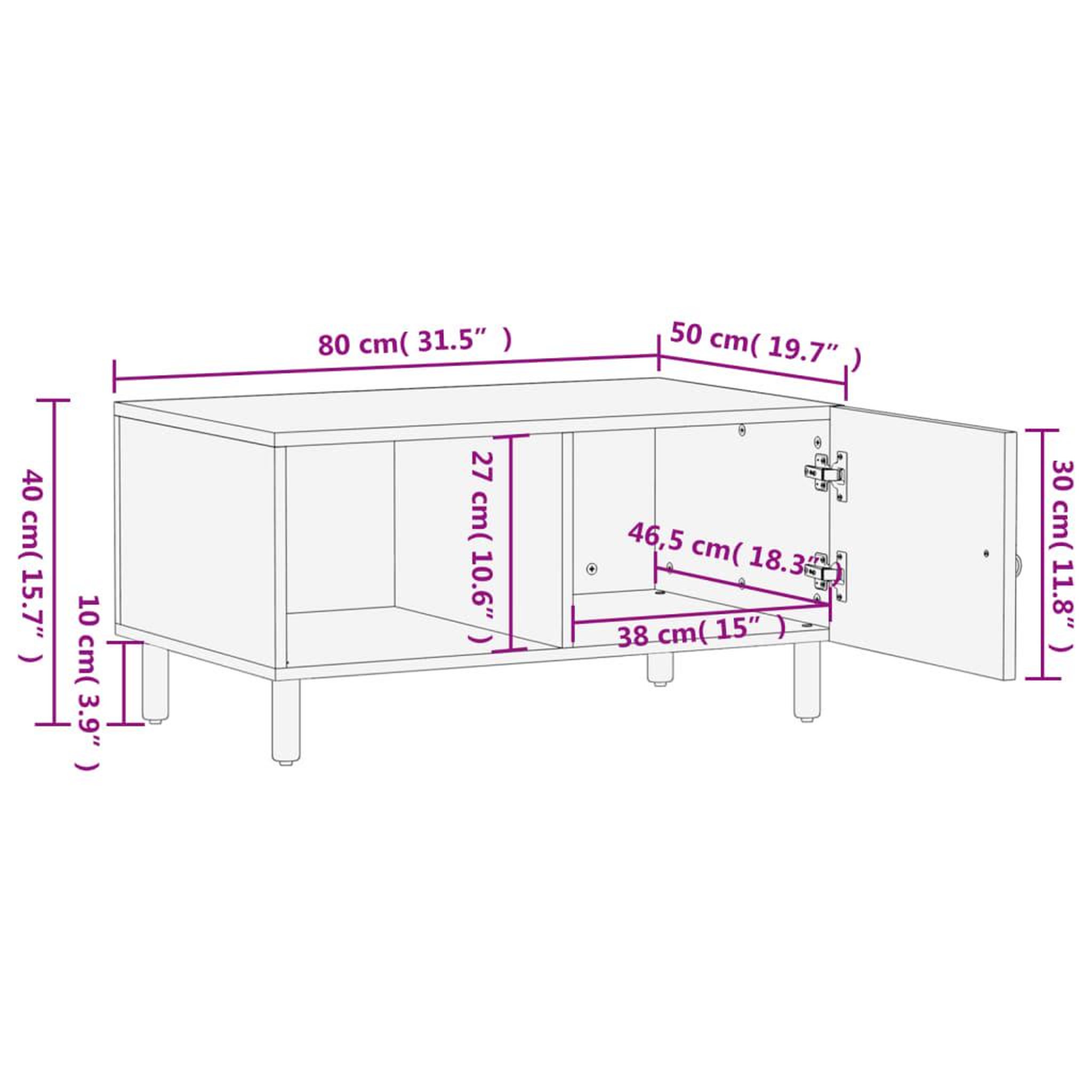 Voir la diapositive 6 : VIDAXL Table basse 80x50x40 cm bois de manguier massif