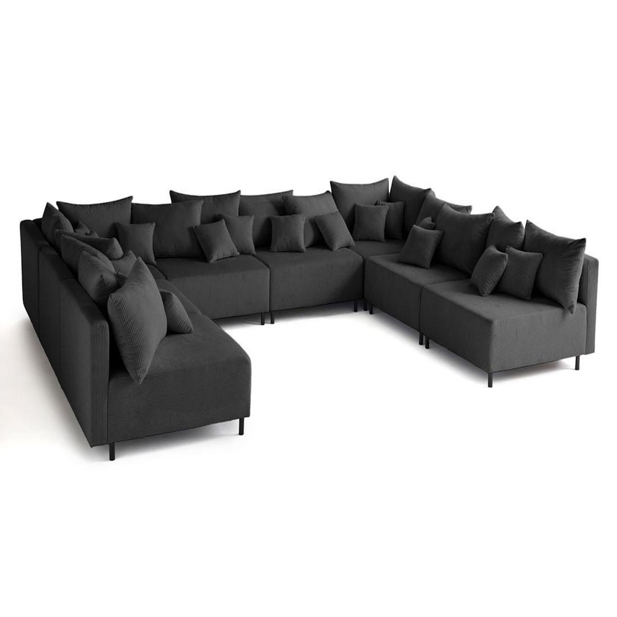 LISA DESIGN Edinburg - canapé modulable panoramique 8 places - en velours côtelé