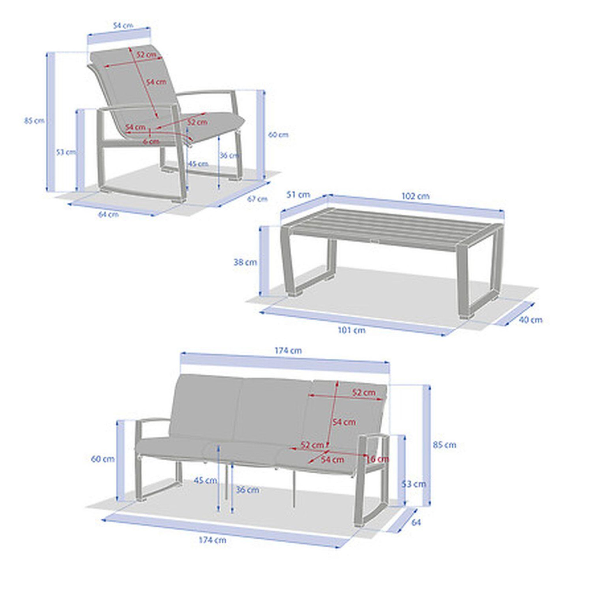Voir la diapositive 2 : HESPERIDE Salon de jardin en aluminium 5 places BOREANE
