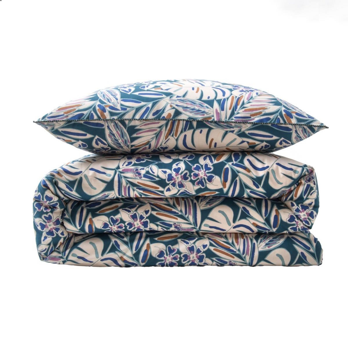 FUTURE HOME Parure de lit 2 personnes végétal réversible uni