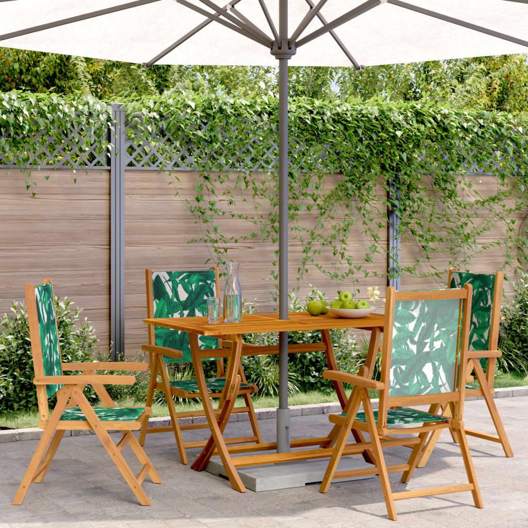 VIDAXL Chaises inclinables de jardin lot de 4 vert tissu bois massif