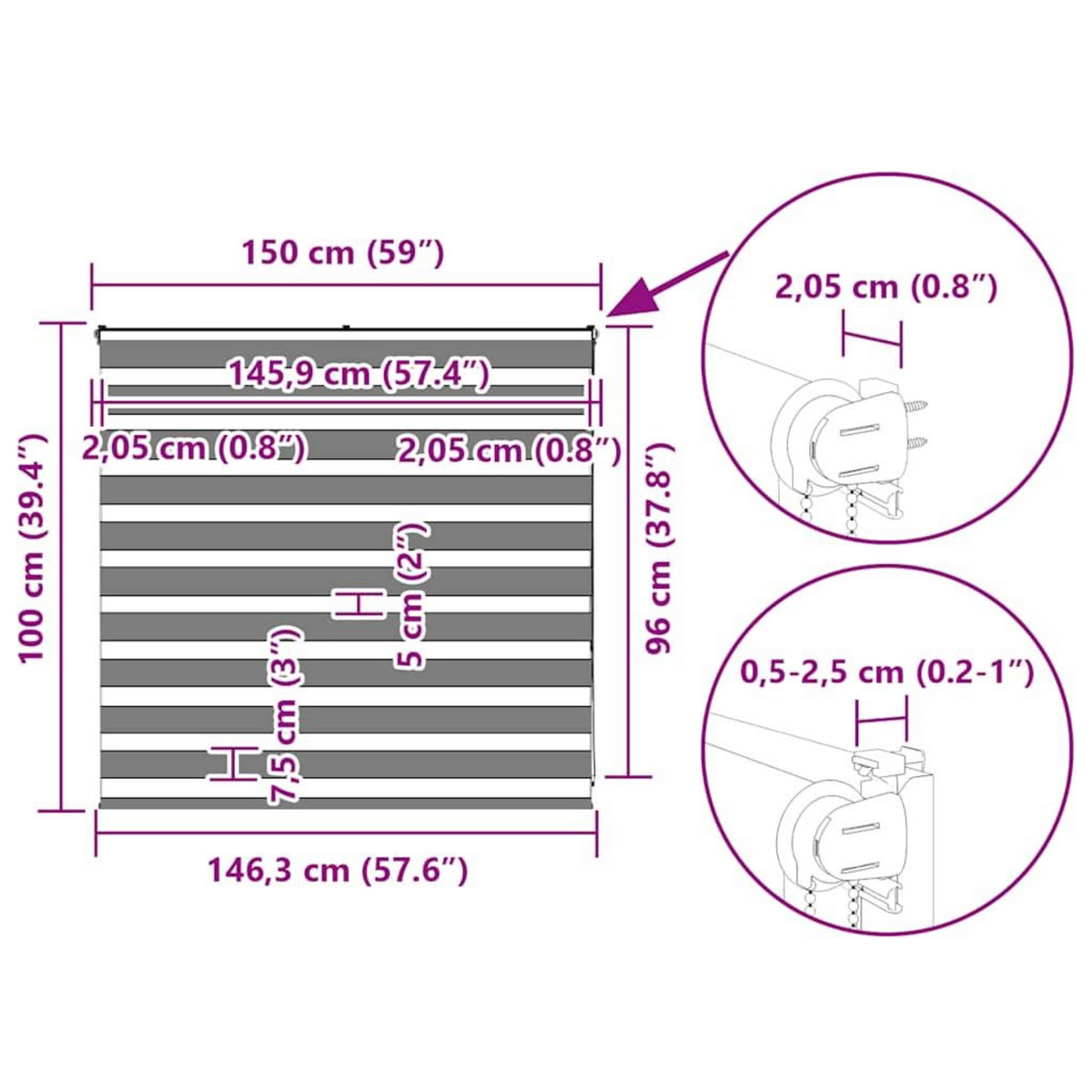 VIDAXL Store zebre beige marbre largeur du tissu 145,9 cm polyester