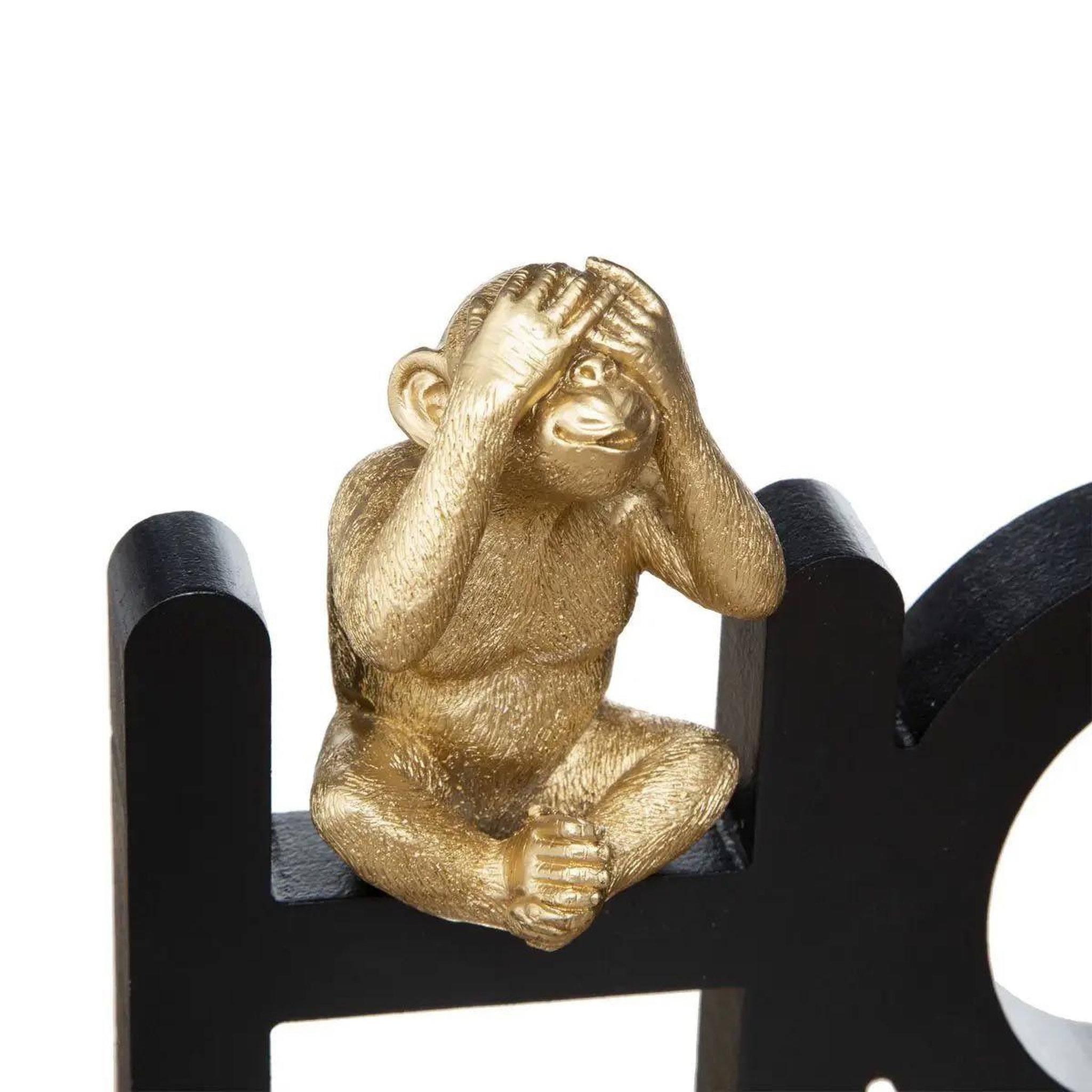 Voir la diapositive 2 : ATMOSPHERA Mot à poser déco  home singe  37cm noir & or