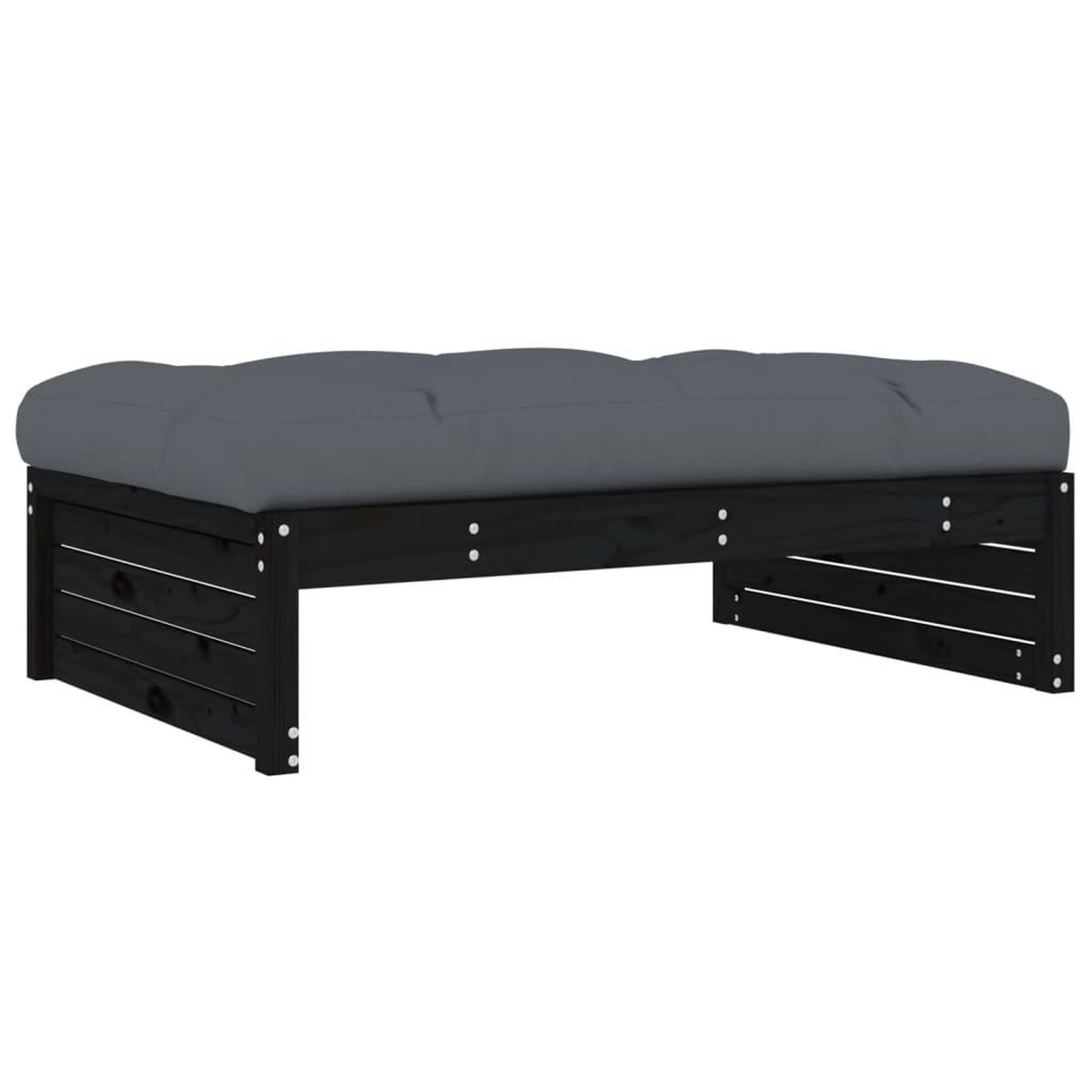 Voir la diapositive 5 : VIDAXL Repose-pied de jardin 120x80 cm noir bois de pin massif