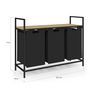 Voir la diapositive 5 : ID MARKET Panier à linge 3 bacs DETROIT tissu noir design industriel