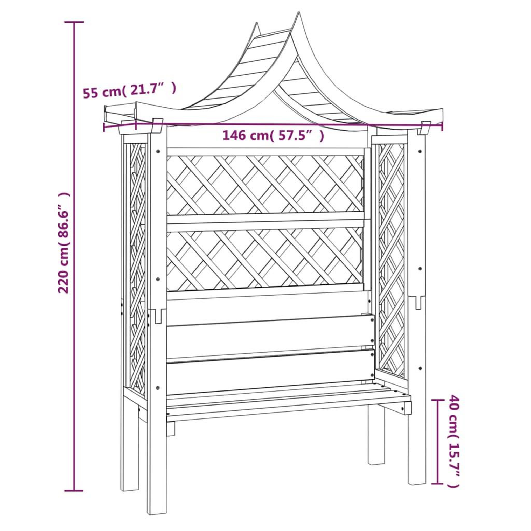 Voir la diapositive 6 : VIDAXL Pergola de jardin avec toit et banc Bois de pin impregne
