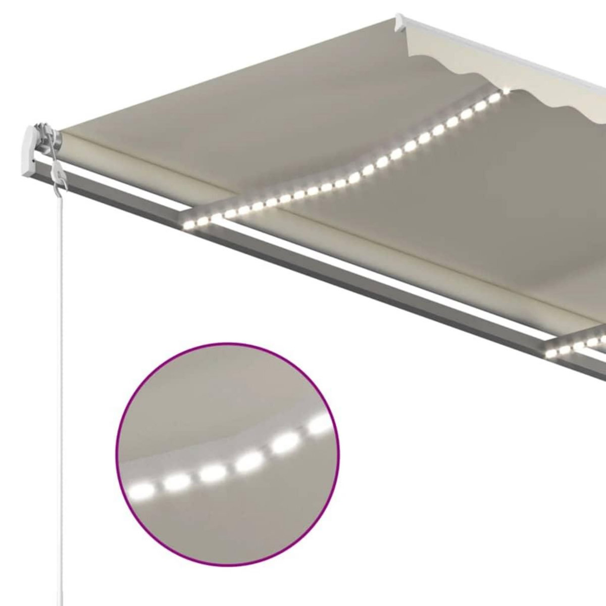 VIDAXL Auvent automatique avec capteur de vent et LED 400x300 cm Creme