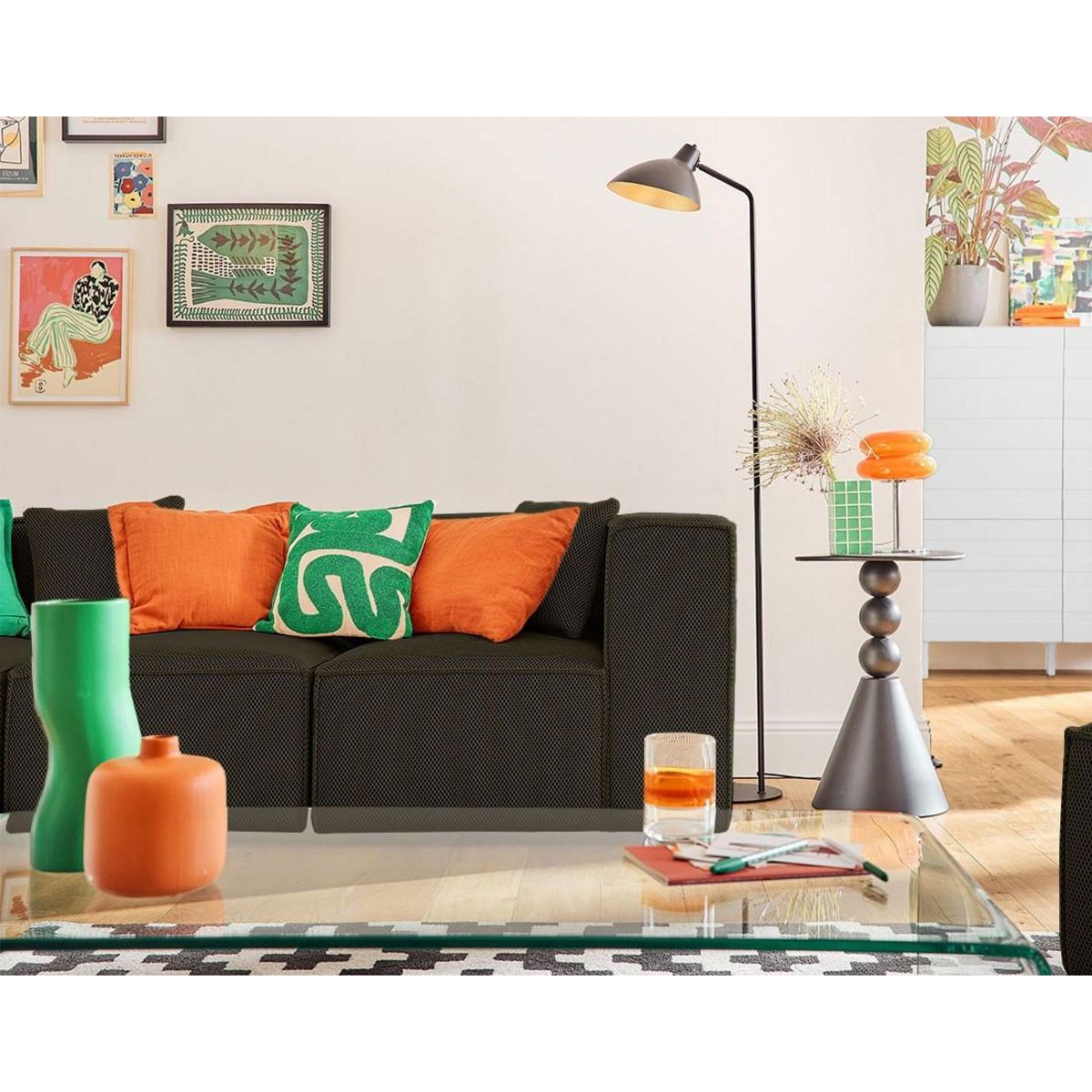 LISA DESIGN Arty - canapé modulable d'angle gauche 5 places - en tissu mailles 3d