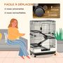 Voir la diapositive 5 : PAWHUT Cage pour cochons d'Inde chinchilla rongeur sur roulettes - 3 étages, 2 portes, trappe, plateau déjection - noir gris