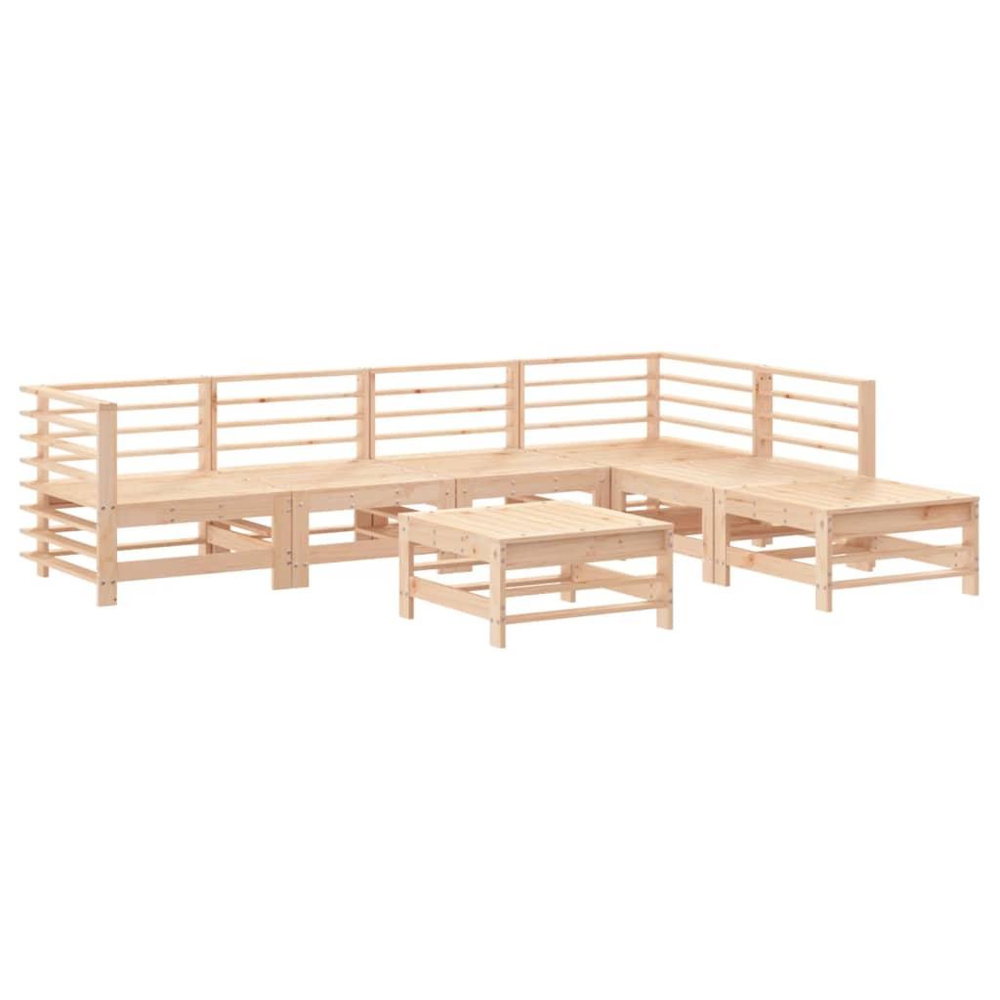 Voir la diapositive 2 : VIDAXL Salon de jardin 7 pcs Bois de pin massif