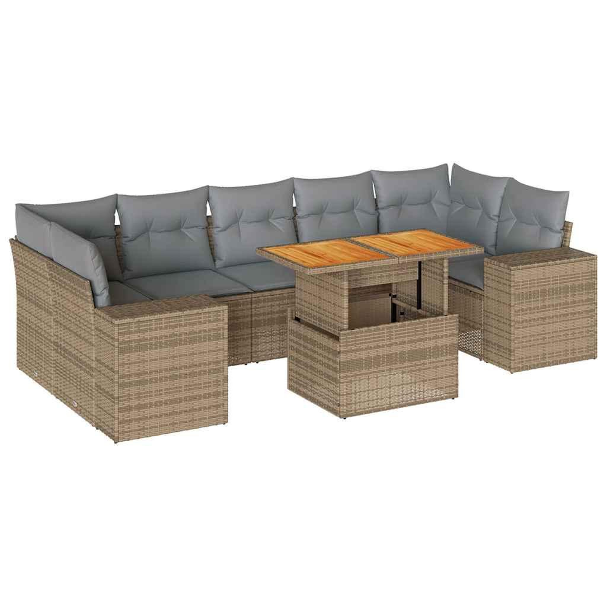Voir la diapositive 2 : VIDAXL Salon de jardin avec coussins 8 pcs beige resine tressee