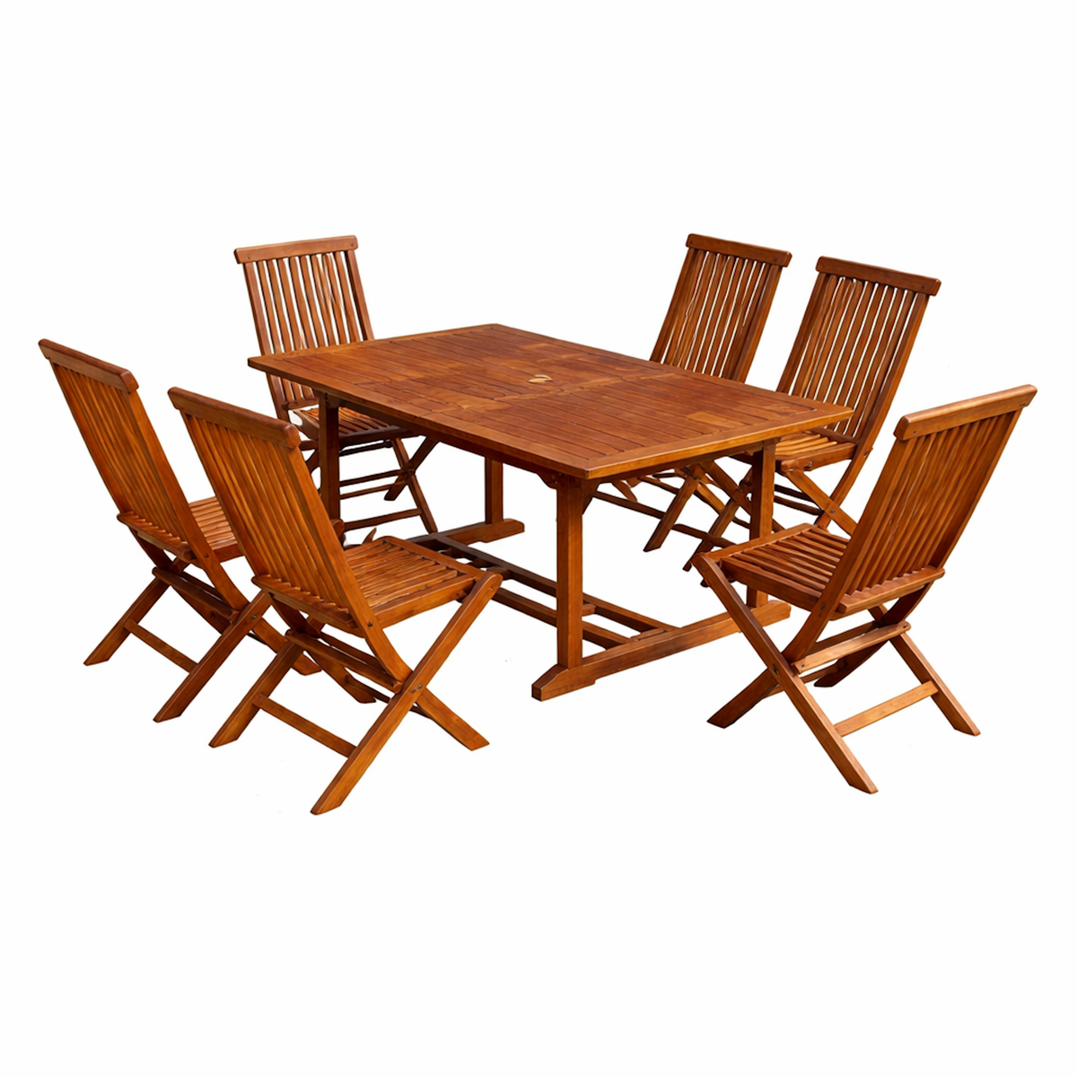 CONCEPT USINE Table de jardin rectangulaire et 6 chaises en teck huilé LUBOK