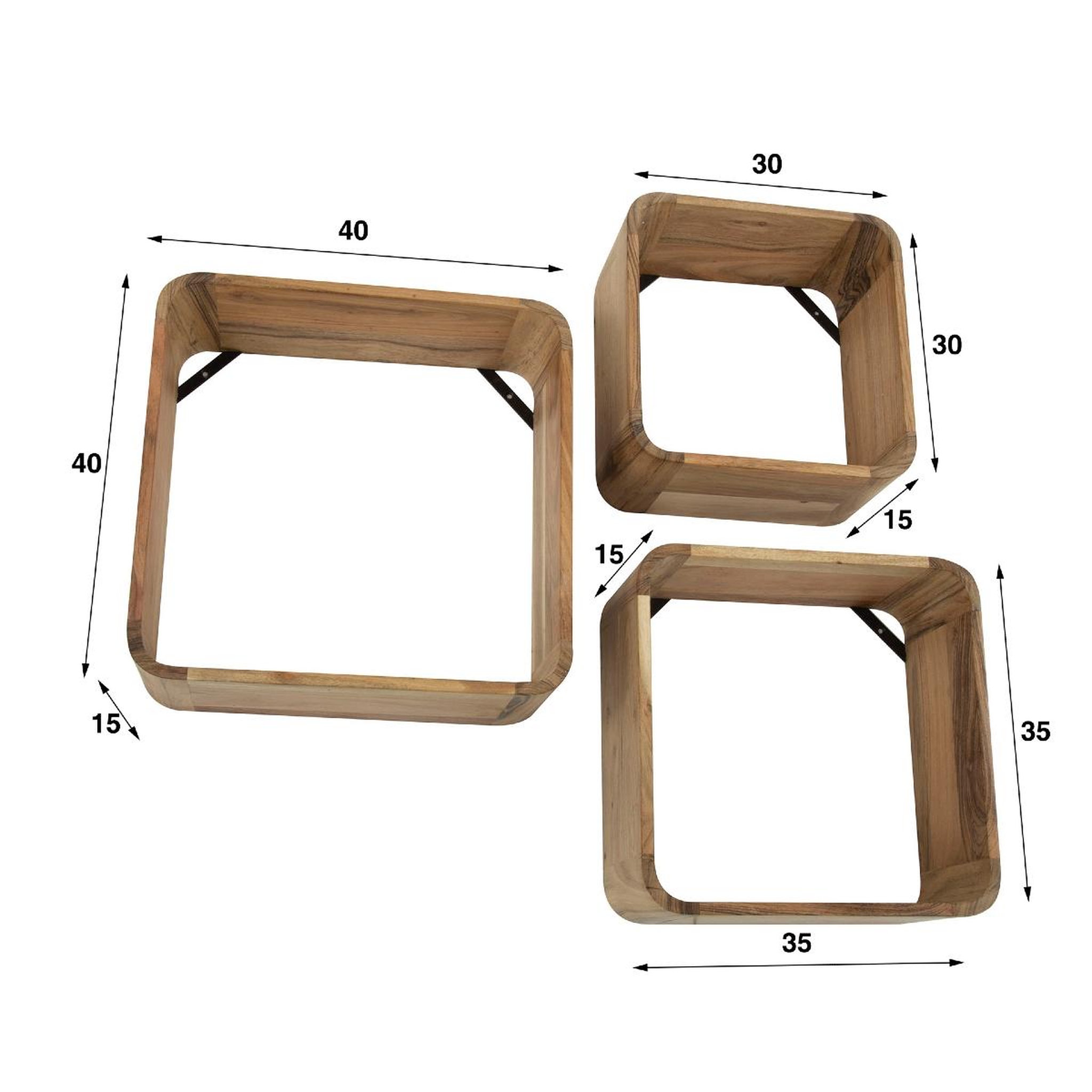 Voir la diapositive 4 : JLC KREATION Étagère murale en bois d'acacia massif rika (lot de 3)