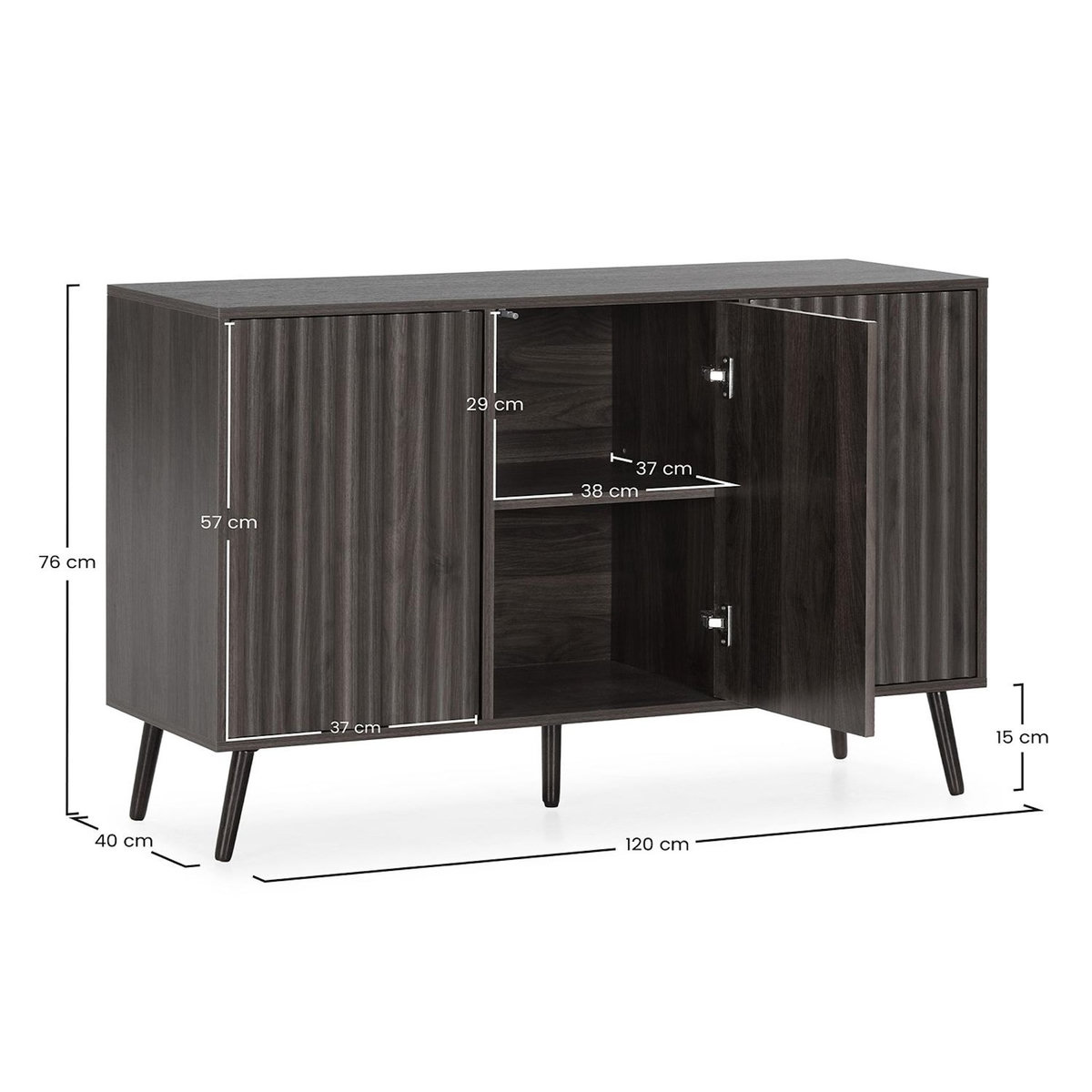 VS VENTA-STOCK Buffet Lluvia 3 portes effet noyer