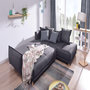 Voir la diapositive 2 : BEST MOBILIER Lena - canapé d'angle droit convertible - 5 places - gris foncé - style scandinave - gris foncé