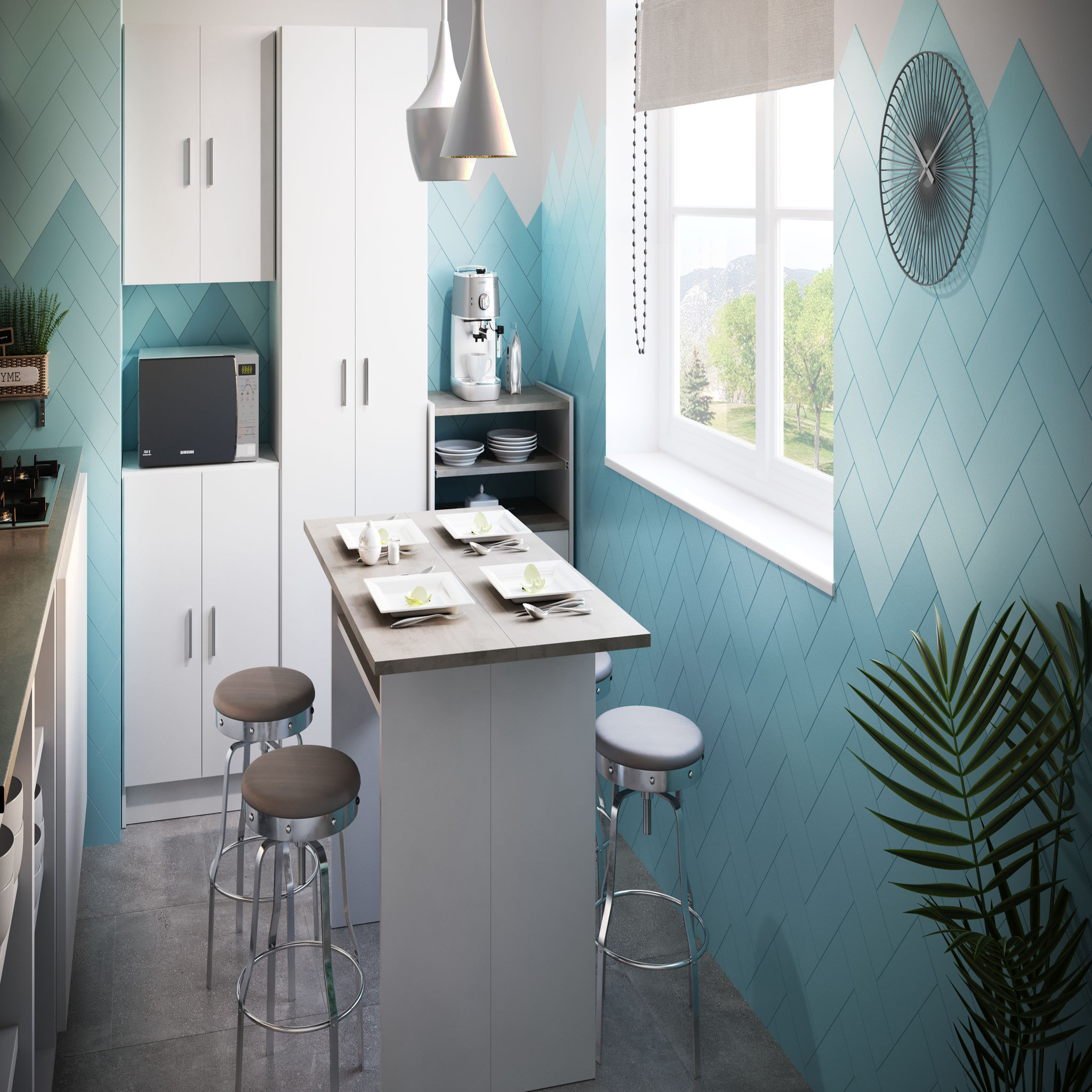 Voir la diapositive 3 : Desserte micro ondes 2 portes 1 tiroir L 59 cm x H 92cm CALI