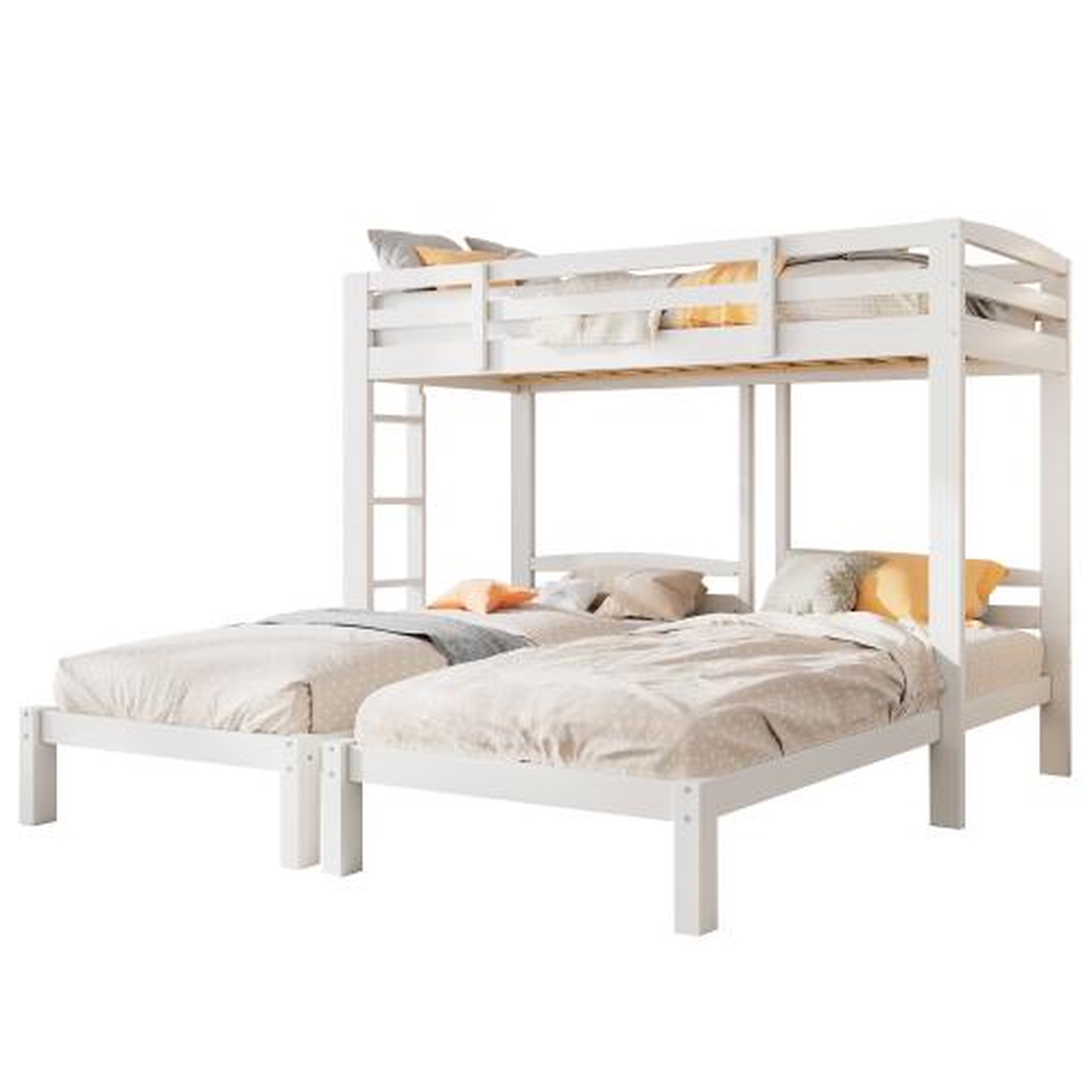 MERAX Lit triple 90x200cm coloris blanc bois massif