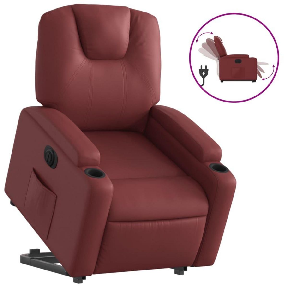 VIDAXL Fauteuil inclinable electrique rouge bordeaux similicuir