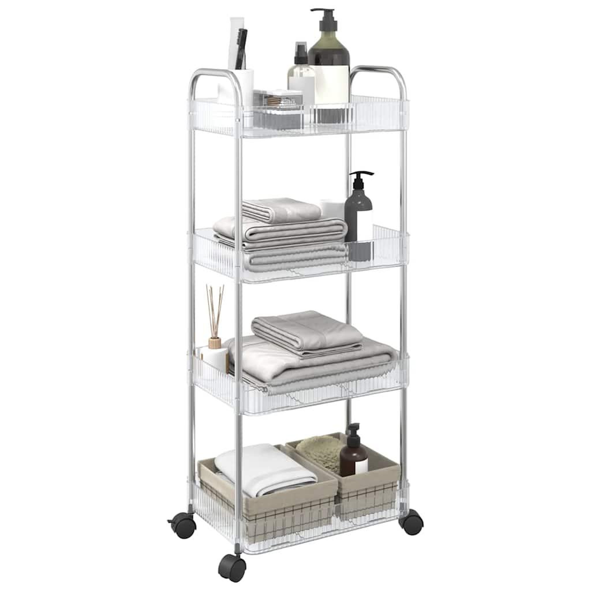 VIDAXL Chariot de rangement a 4 niveaux transparent acrylique